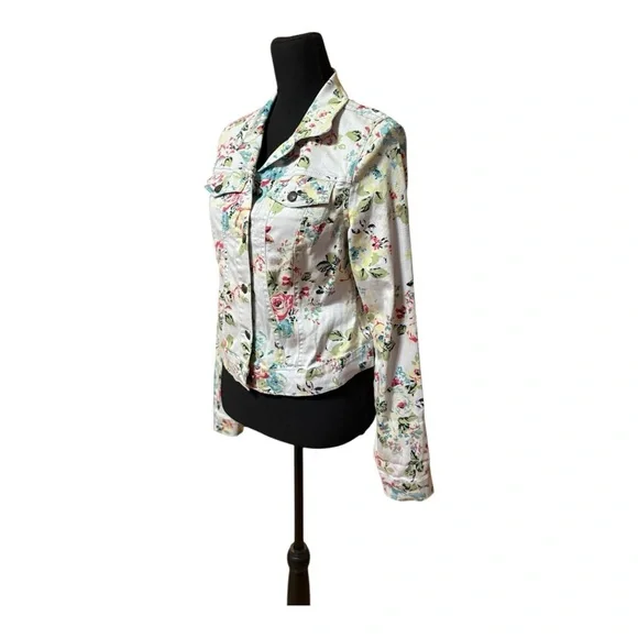 Jessica Simpson White Floral Jean Jacket - Picture 3 of 4